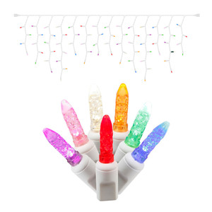 Vickerman X6W3100T - 9 ft Multi-Color LED Twinkle M5 Icicle Christmas Lights - 70 Lights 