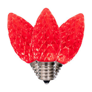 Vickerman XRETC903-25 - C9 Retro Faceted Red LED Replacement Bulb - 25 Pack