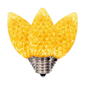 Vickerman XRETC907T-25 - C9 Retro Faceted Yellow Twinkle LED Replacement Bulb - 25 Pack