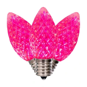 Vickerman XRETC909-25 - C9 Retro Faceted Pink LED Replacement Bulb - 25 Pack