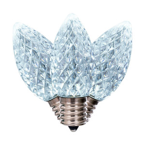 Vickerman XRETC910T-25 - C9 Retro Faceted Pure White Twinkle LED Replacement Bulb - 25 Pack