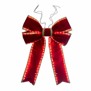 Vickerman L231424LED - 2 ft Red-Gold Velvet Outdoor Bow