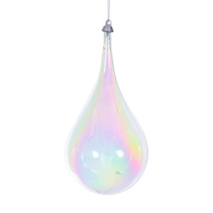 Vickerman MC251100W - 4 inch Clear Iridescent Teardrop Christmas Ornament - 3 Pack