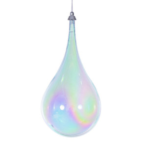 Vickerman MC251132W - 4 inch Baby Blue Iridescent Teardrop Christmas Ornament - 3 Pack