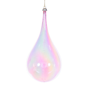 Vickerman MC251179W - 4 inch Pink Iridescent Teardrop Christmas Ornament - 3 Pack