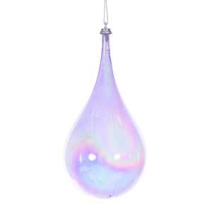Vickerman MC251186W - 4 inch Lavender Iridescent Teardrop Christmas Ornament - 3 Pack