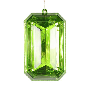 Vickerman MT233073 - 8 inch Lime Rectangle Jewel Glitter Christmas Ornament - 2 Pack 