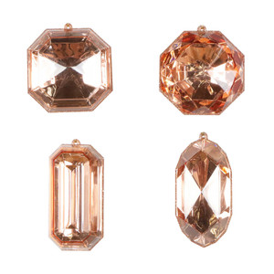 Vickerman MT233258 - 4 inch to 5 inch Rose Gold Jewel Glitter Assorted Christmas Ornament - 4 Pack