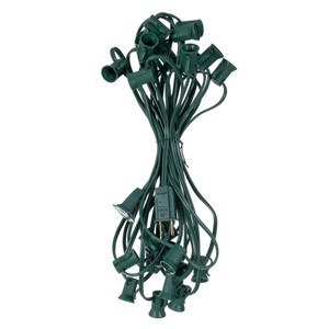 Vickerman VC7SPT1-12G25 - 25 ft Green C7 Socket Stringer with 25 Sockets - SPT1