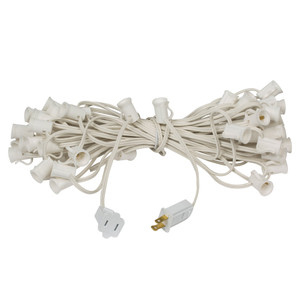 Vickerman VC7SPT1-12W50 - 50 ft White C7 Socket Stringer with 50 Sockets - SPT1