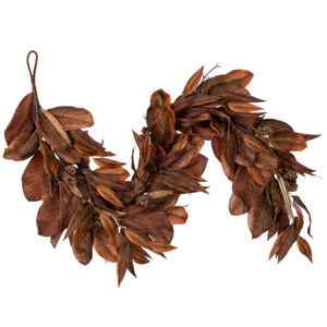 Vickerman FT240172 - 6 ft Brown Magnolia Leaf Christmas Garland - Unlit
