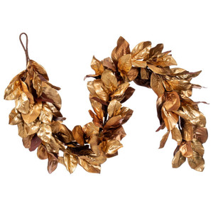 Vickerman FT240772 - 6 ft Gold Magnolia Leaf Christmas Garland - Unlit