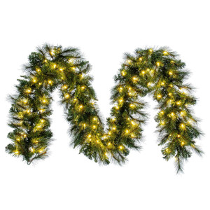 Vickerman K201415LED - 9 ft Green Brighton Pine Christmas Garland - Warm White LED
