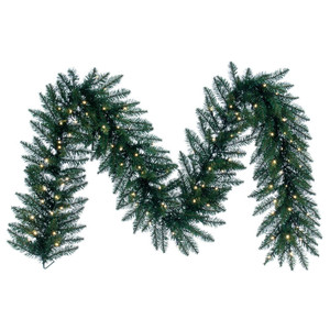 Vickerman K228715LED - 9 ft Green Camdon Fir Christmas Garland - Warm White LED