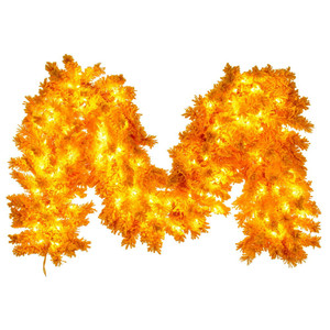 Vickerman K237215LED - 9 ft Yellow Flocked Christmas Garland - Yellow LED