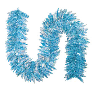Vickerman K255812 - 9 ft White/Baby Blue Flocked Fir Christmas Garland - Unlit