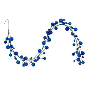 Vickerman N250102 - 6 ft Blue Matte Shiny Pearl Ball Christmas Garland - Unlit 
