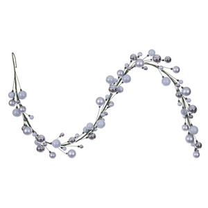 Vickerman N250107 - 6 ft Silver Ball Matte Shin Pearl Christmas Garland - Unlit