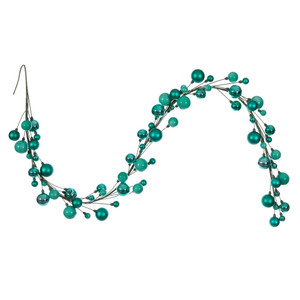 Vickerman N250142 - 6 ft Teal Matte Shiny Pearl Ball Christmas Garland - Unlit