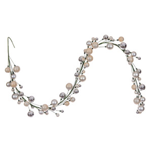 Vickerman N250143 - 6 ft Oat Matte Shiny Pearl Ball Christmas Garland - Unlit