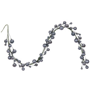 Vickerman N250187 - 6 ft Pewter Matte Shiny Pearl Ball Christmas Garland - Unlit