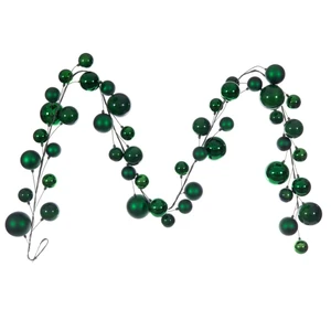 Vickerman N250304 - 10 ft Green Matte Shiny Pearl Ball Christmas Garland - Unlit