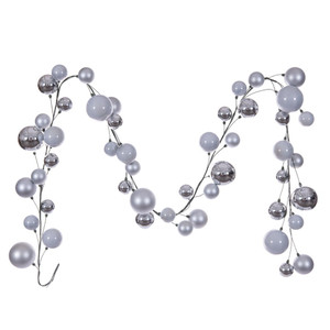 Vickerman N250307 - 10 ft Silver Matte Shiny Pearl Ball Christmas Garland - Unlit 