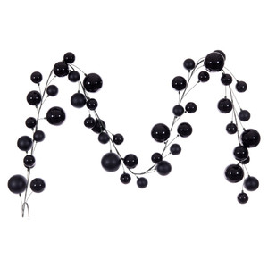 Vickerman N250317 - 10 ft Black Matte Shiny Pearl Ball Christmas Garland - Unlit 
