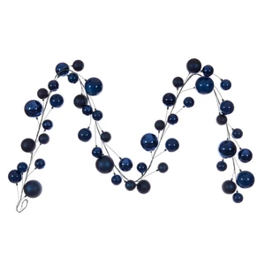Vickerman N250331 - 10 ft Midnight Blue Matte Shn Pearl Garld Christmas Garland - Unlit