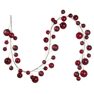 Vickerman N250363 - 10 ft Crimson Red Mt Sh Pearl Ball Christmas Garland - Unlit