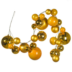 Vickerman N250708 - 6 ft Gold Matte Shiny Pearl Ball Christmas Garland - Unlit