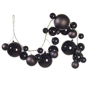 Vickerman N250717 - 6 ft Black Matte Shiny Pearl Ball Christmas Garland - Unlit
