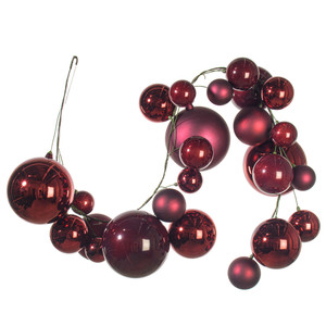 Vickerman N250719 - 6 ft Wine Matte Shiny Pearl Ball Christmas Garland - Unlit