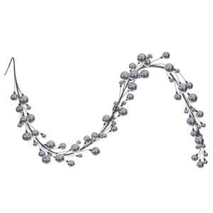Vickerman N251107 - 6 ft Silver Shiny Ball Branch Christmas Garland - Unlit
