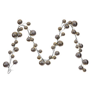 Vickerman N251338 - 10 ft Champagne Shiny Ball Branch Christmas Garland - Unlit