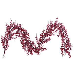Vickerman P240972 - 6 ft Red Ivy Berry Christmas Garland - Unlit