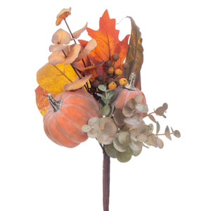 Vickerman EF233516 - 16 in. Orange Pumpkin Eucalyptus Pick Artificial Spray - 3 Pack 