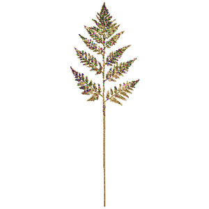 Vickerman EH250267 - 22 in. Gold Mardi Gras Glitter Fern Artificial Spray - 6 Pack