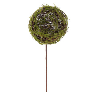 Vickerman FPQ243710M - 10 in. Green/Brown Mossy Birds Nest Stem Artificial Spray - 3 Pack