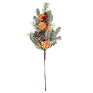 Vickerman FQ233528 - 28 in. Green Mixed Pine Orange Berry Artificial Spray