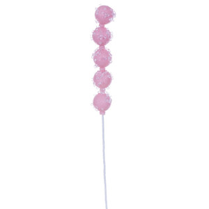 Vickerman MC254479 - 15 in. Pink Icy Sugar Ball Pick Artificial Spray - 6 Pack