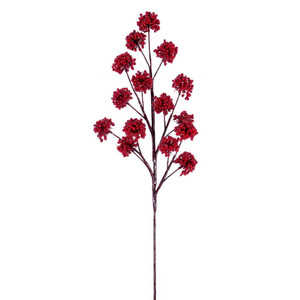 Vickerman P241524 - 24 in. Red Pom Pom Berry Artificial Spray - 3 Pack