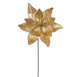 Vickerman RG230108 - 21.5 in. Gold Poinsettia Flower Artificial Spray - 6 Pack