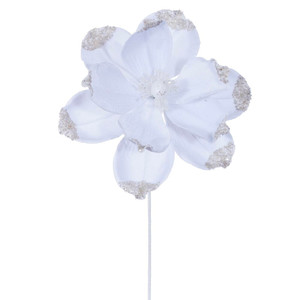 Vickerman RG230911 - 21.5 in. White Velvet Magnolia Flower Artificial Spray - 4 Pack