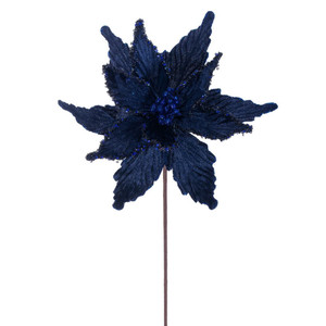 Vickerman RG234931 - 21.5 in. Midnight Blue Poinsettia Flower Artificial Spray - 6 Pack
