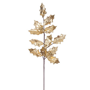 Vickerman RG235108 - 28 in. Gold Holly Leaf Artificial Spray - 6 Pack 