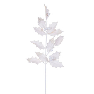 Vickerman RG235111 - 28 in. White Holly Leaf Artificial Spray - 6 Pack