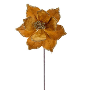 Vickerman RG235908 - 21.5 in. Gold Poinsettia Flower Artificial Spray - 6 Pack