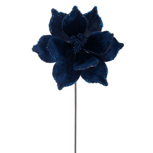 Vickerman RG235931 - 21.5 in. Midnight Blue Poinsettia Flower Artificial Spray - 6 Pack 