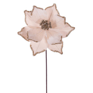 Vickerman RG235938 - 21.5 in. Champagne Poinsettia Flower Artificial Spray - 6 Pack 